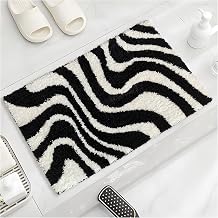 Civkor Black and White Bathroom Rug, Microfiber Bath Mat for Bathroom, Bath Mat with Non Slip TPR Backing, Machine Washable Quick Dry 20x31Inch Rug for Floor, Shower, Sink