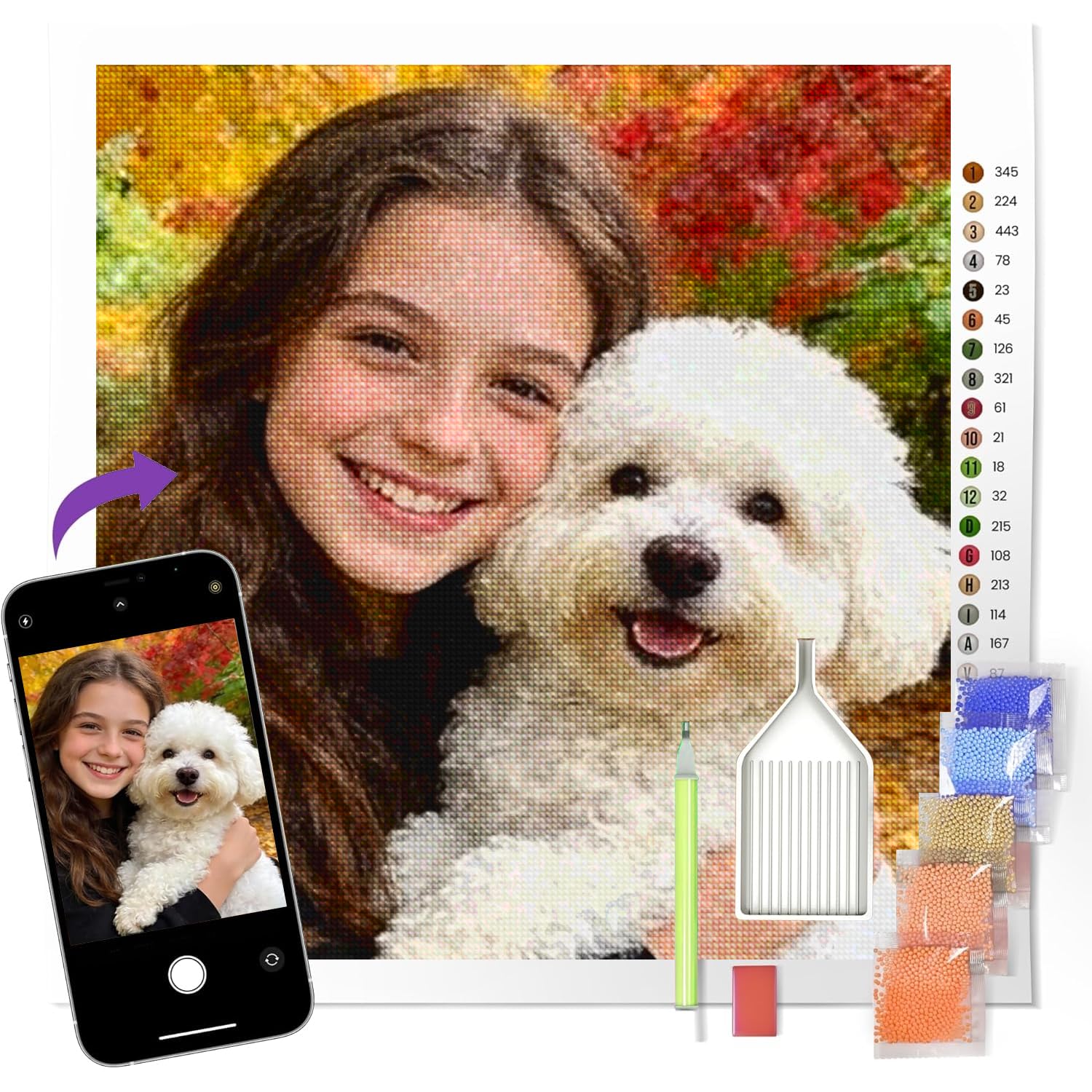 HOBULL Diamond Painting Eigenes Foto Personalisiert für Erwachsene - Custom 5D Diamant Painting Full Bilder Geschenk Set, Personalisiert Benutzerdefinierte Design Diamant Full Bilder Home Decor