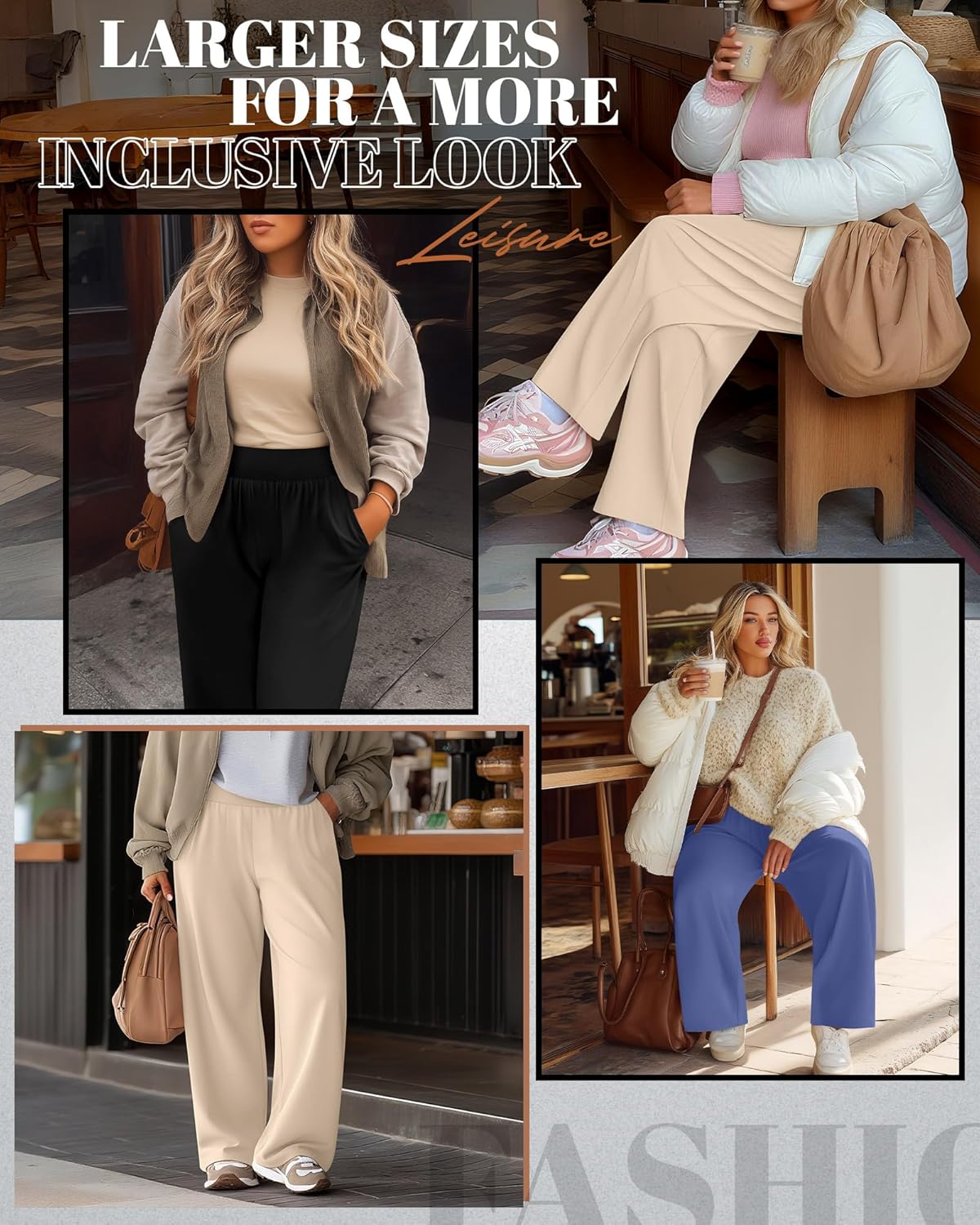 Neer 3 Pack Women Plus Size Wide Leg Yoga Pants High Waist Sweatpants Plus Size Palazzo Pants Lounge with Pockets - Image 3