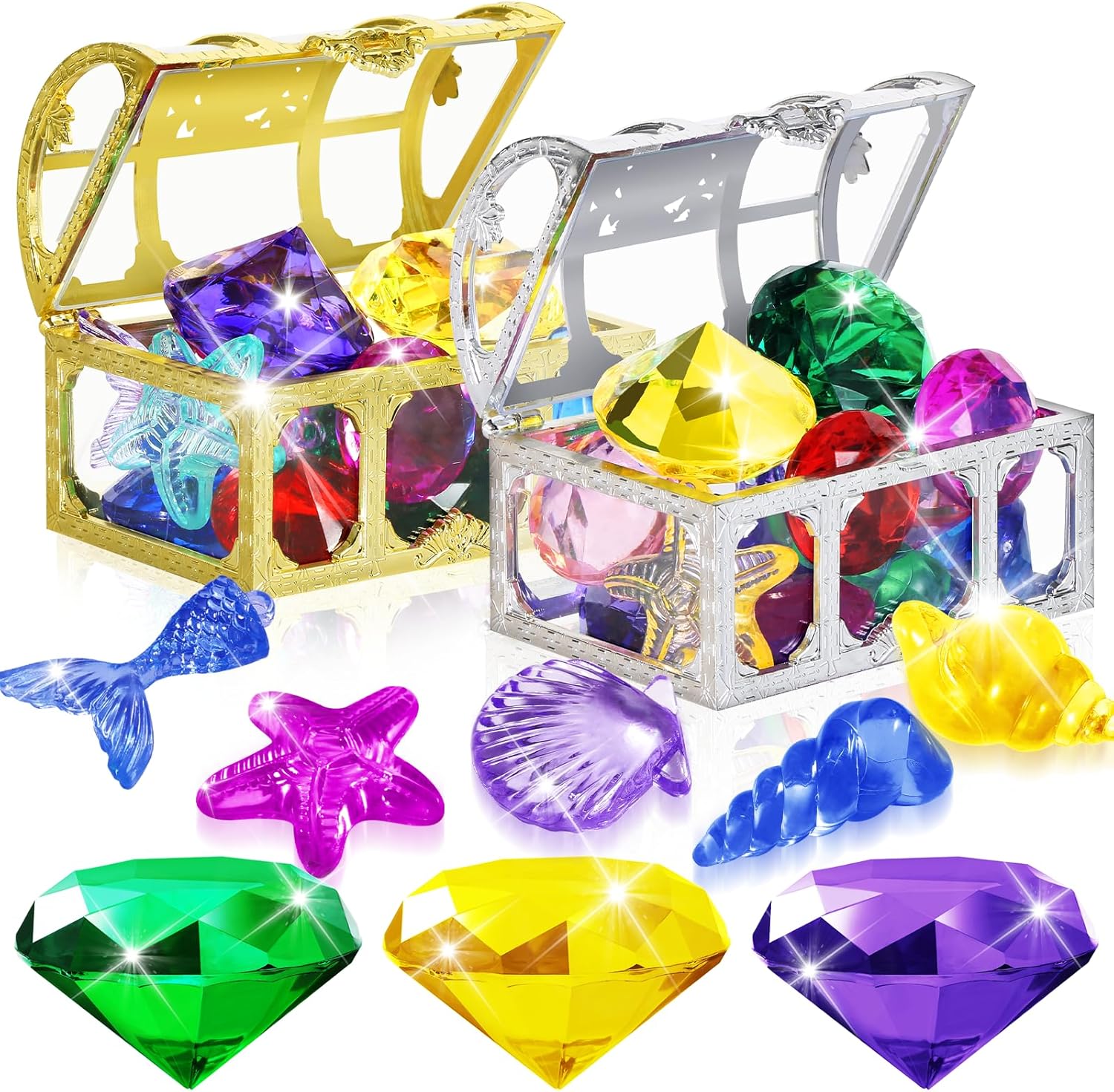 Duchong Pool Toys, 24 PCS Dive Gems Pool Toys for Kids 48,812, Summer Throw Pool