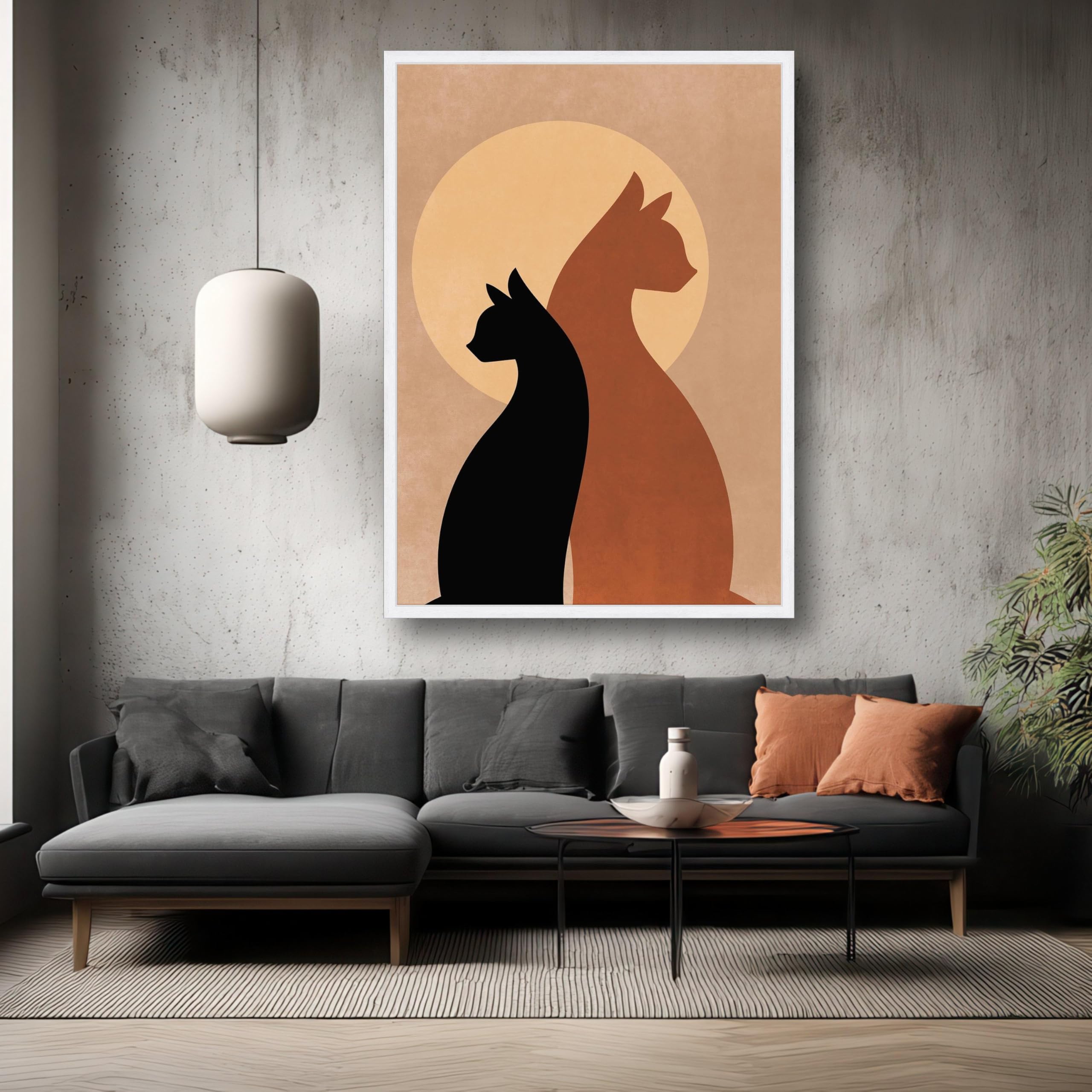 Tableau chat silhouette minimaliste grand format 80x120cm art mural - 8