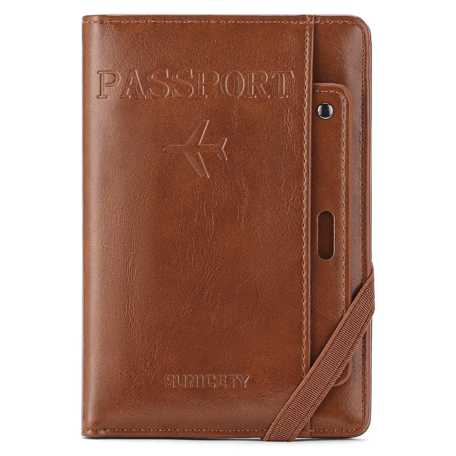 Passport Holder Men, Waterproof RFID Blocking Travel Passport Wallet with Credit Card Holders, Vacation Travel Must Haves Travel Accessories for Men Women (Brown)