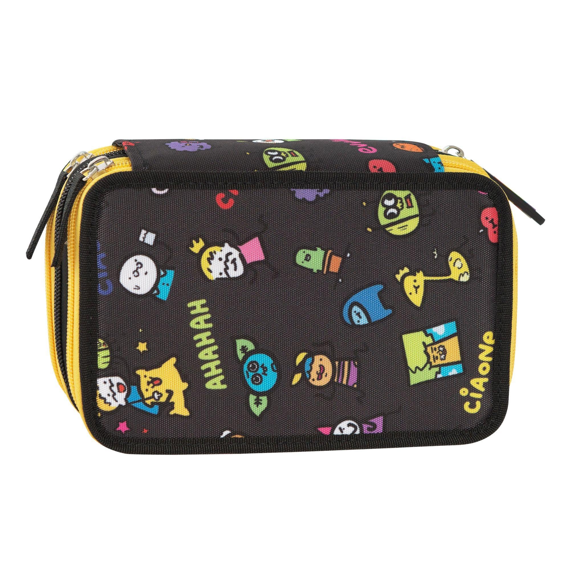COMIX Scomix by Sio - Astuccio Scuola, Astuccio 3 Scomparti per Bambini e Bambine, con Set Cancelleria Completo, 5 Etichette Portanome e Pratiche Chiusure a Zip, 20x13Hx7 cm