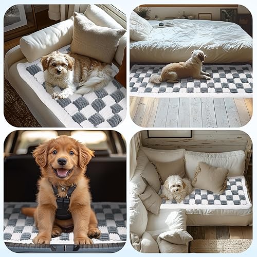 Miniatura 9 de Funda protectora para sofá para perro, funda de sofá para sofá, terciopelo suave, antideslizante, lavable (gris, 27.6 x 59.1 pulgadas)