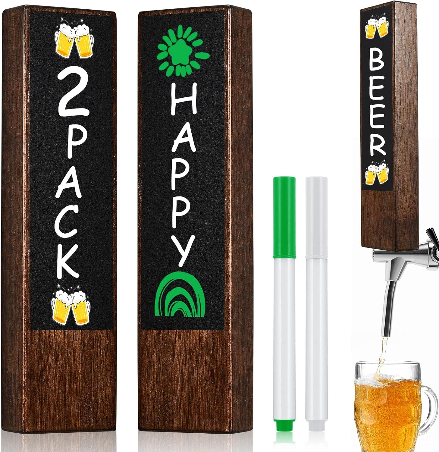 2 Pcs Keg Tap Handle Wooden Walnut Beer Tap Handle