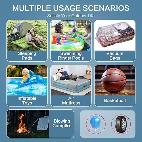 Miniatura 3 de XINBAOHONG Mini aire portátil camping luz pequeña infladorbomba deflator con batería de 2000 mAh USB recargable para flotadores de piscina, cama de
