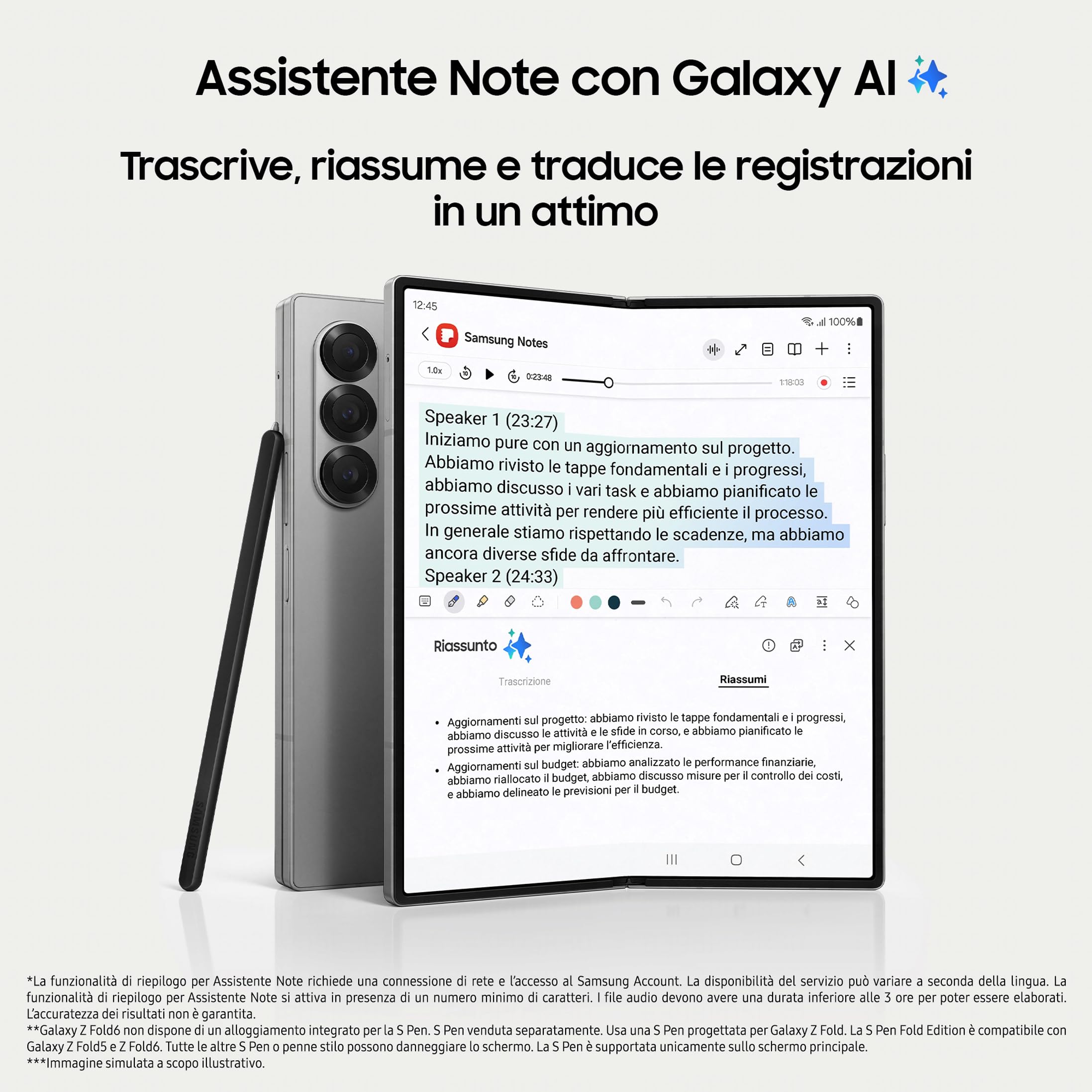 Samsung Galaxy Z Fold6 Smartphone AI pieghevole, Caricatore Incluso, RAM 12GB, 256GB, Dual SIM, Display 6,3"/7,6" Dynamic AMOLED 2X, Batteria a lunga durata, Pink 2024 [Versione italiana]