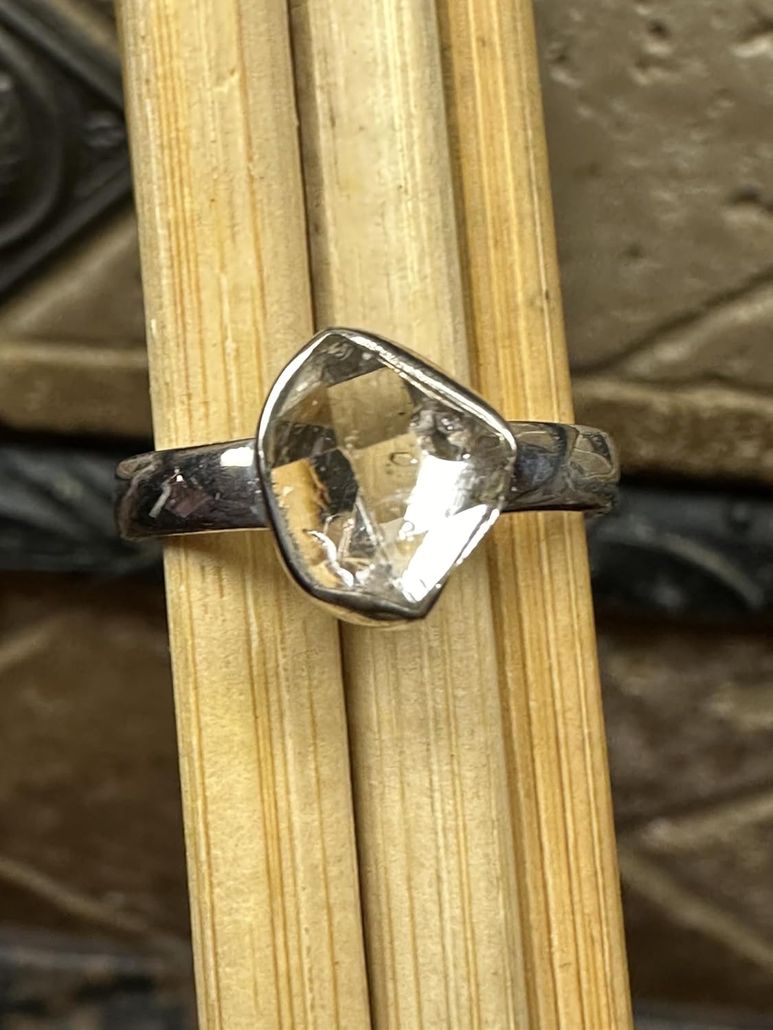 Natural Herkimer Diamond 925 Solid Sterling Silver Ring Size 6, 7, 7.5, 8, 8.25