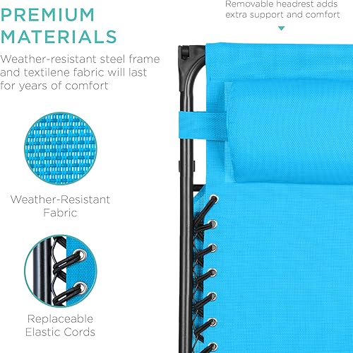 Miniatura 13 de Best Choice Products Silla reclinable plegable de gravedad cero para exteriores, de patio, para salón al aire libre, con toldo ajustable, Bandera