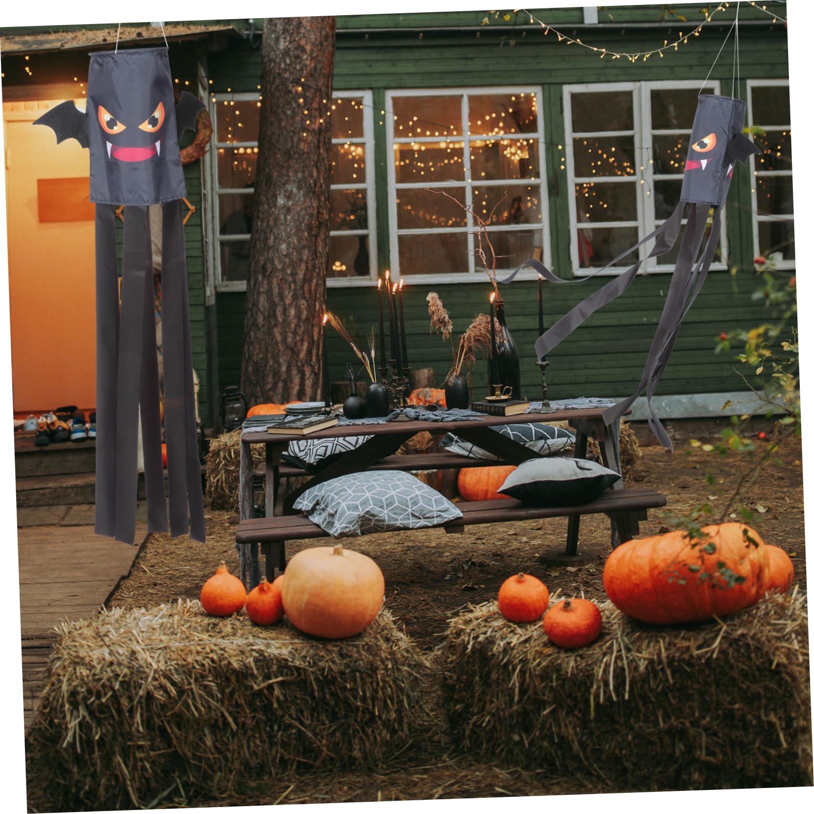 POPETPOP 4 Pz manica a di Halloween manica a pipistrello di Halloween decorazione da appendere fantasma bandierine spaventapasseri calza antivento in nylon