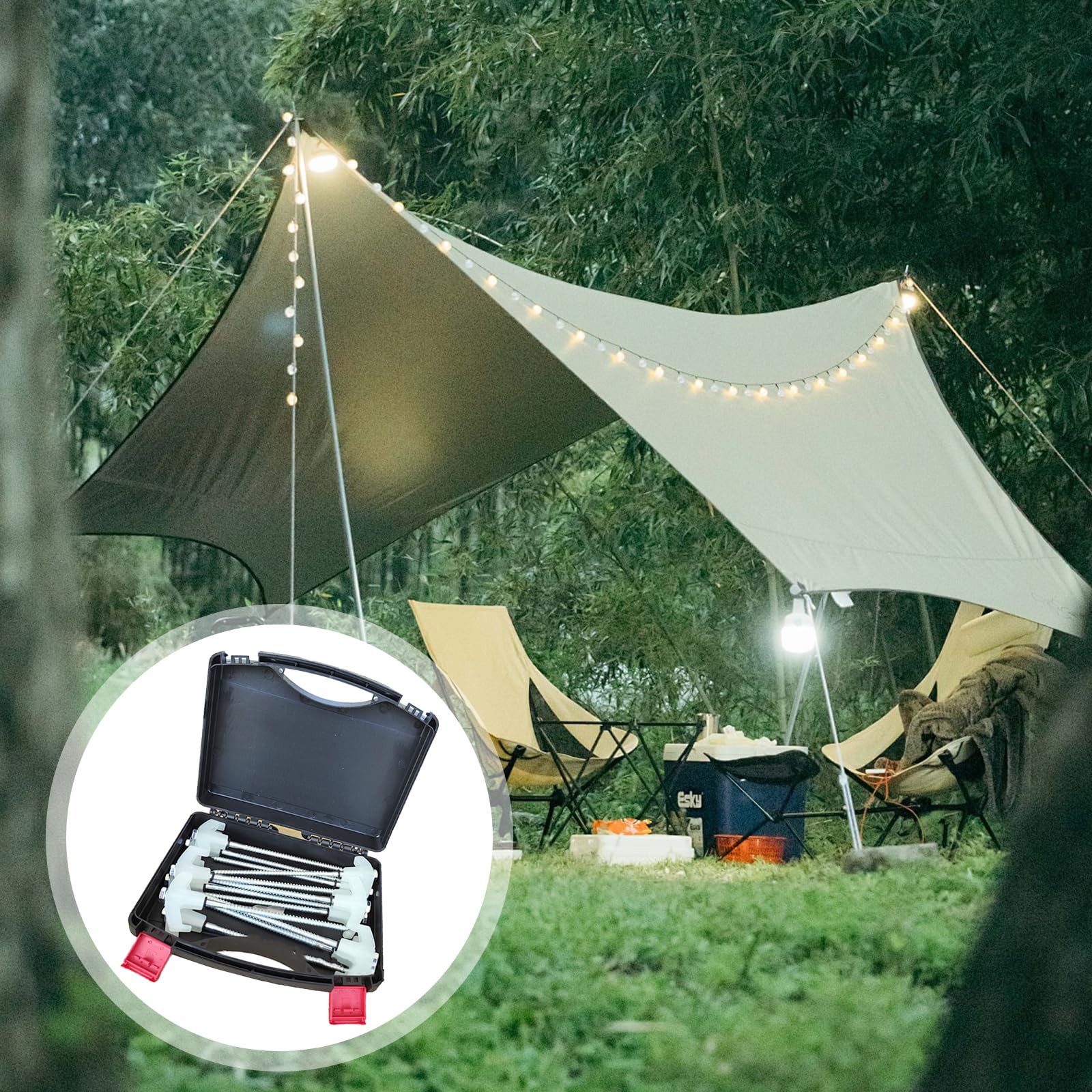 Piquet de tente de camping en acier au carbone - Clous moulus - Pics fixes pour soutenir la tente de camping