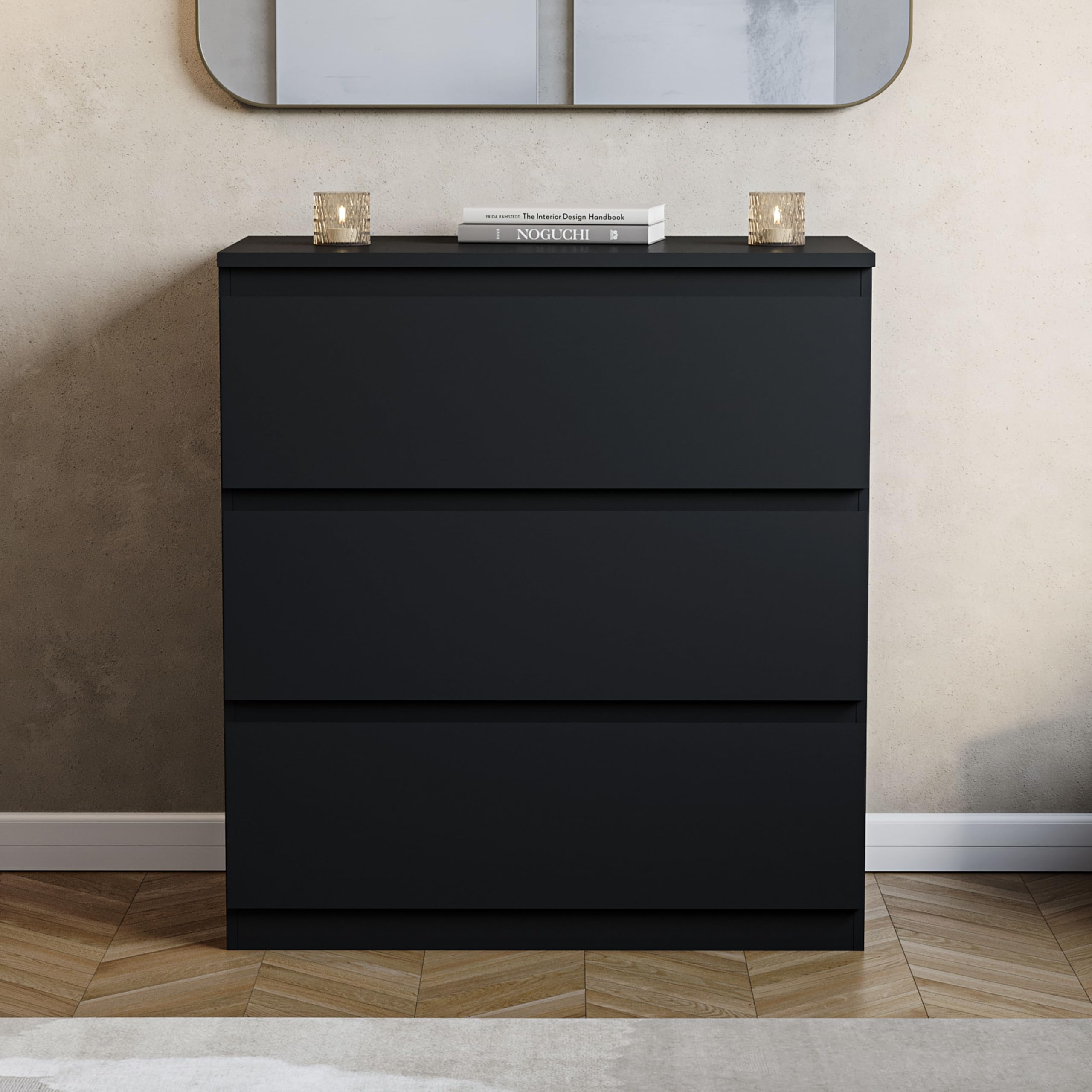 Vida Designs Denver Commode à tiroirs (Noir, 3 tiroirs)