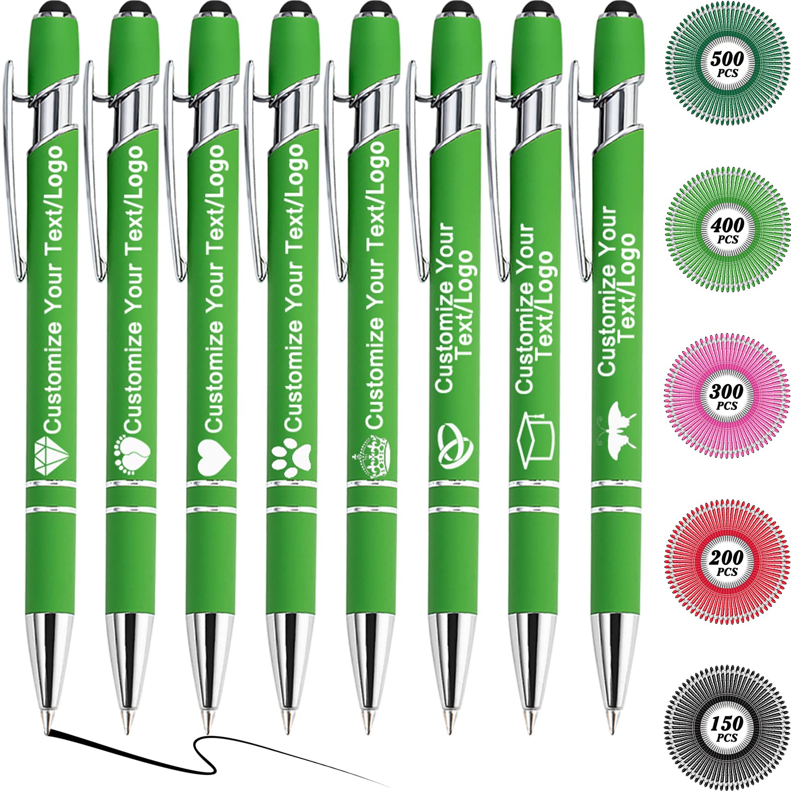 MOUZYLCASE 12 Pcs Personalized Pens Custom Ballpoint Pens with Name Logo Customized Ink Pens with Business Name Pen Name Engraved for Women Men