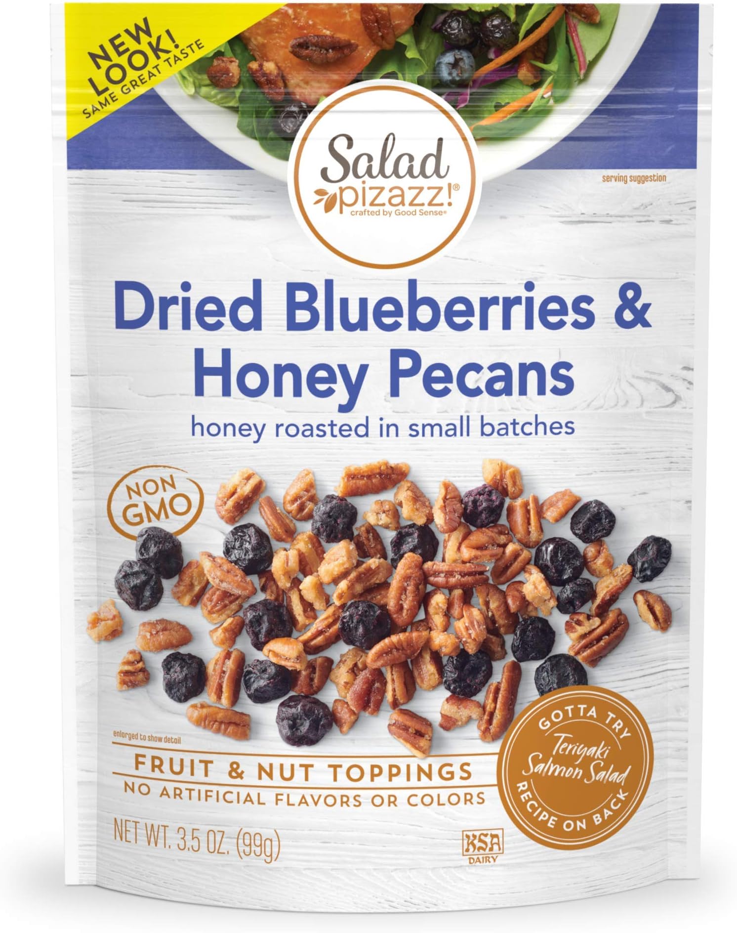 Salad Pizazz | Dried Blueberries & Honey Toasted Pecans Salad Topping | Non-GMO, No Artificial Colors or Flavors | 3.5OZ Resealable Bags, (Pack of 12)