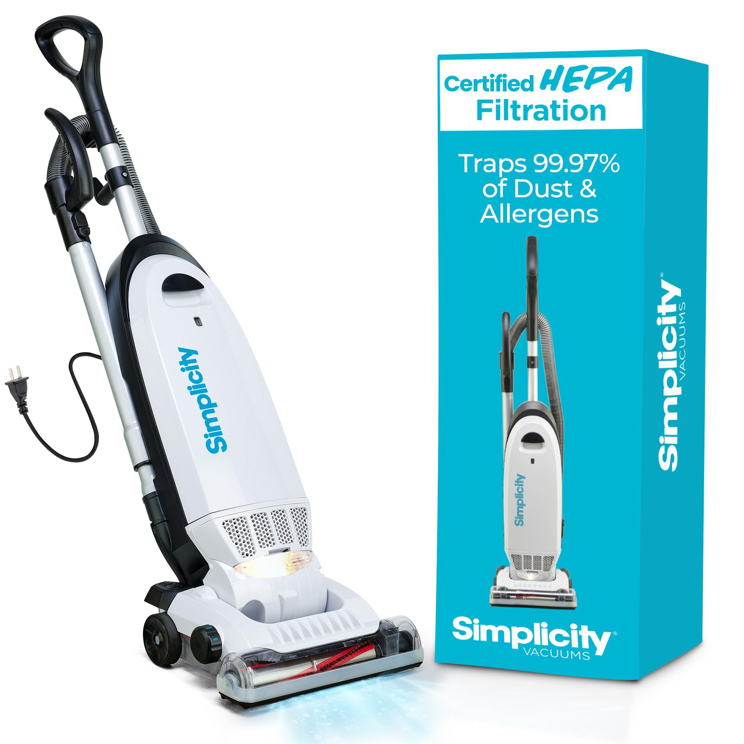 Simplicity Vacuums Allergy Bagged Vacuum Cleaners for Home, Carpet, Rugs, and Hardwood, Multi Surface Upright Vacuum Cleaner with Certified HEPA Vacuum, Pet Vacuum, S20EZM