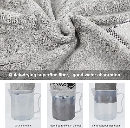 Miniatura 4 de Ownpets Toalla de baño para perro, abrigo de secado suave súper absorbente con tapa y bolsillo para baño y viajes a la playa, secado rápido y