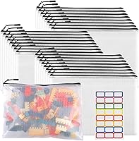 YOPCDJ 24 Pack Large 13x9 Inch Black Mesh Zipper Pouches - Reusable Zipper Bags for Classroom, Puzzles, Board Games & Files
