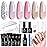 Beetles Poly Extension Gel Nail Kit 6 Colors Poly Nail Gel With Mini Nail Lamp Pink Nude Purple Poly Nail Gel Starter Kit for Beginner Nail Thickening Solutions DIY Home Salon Gift for Women Girls