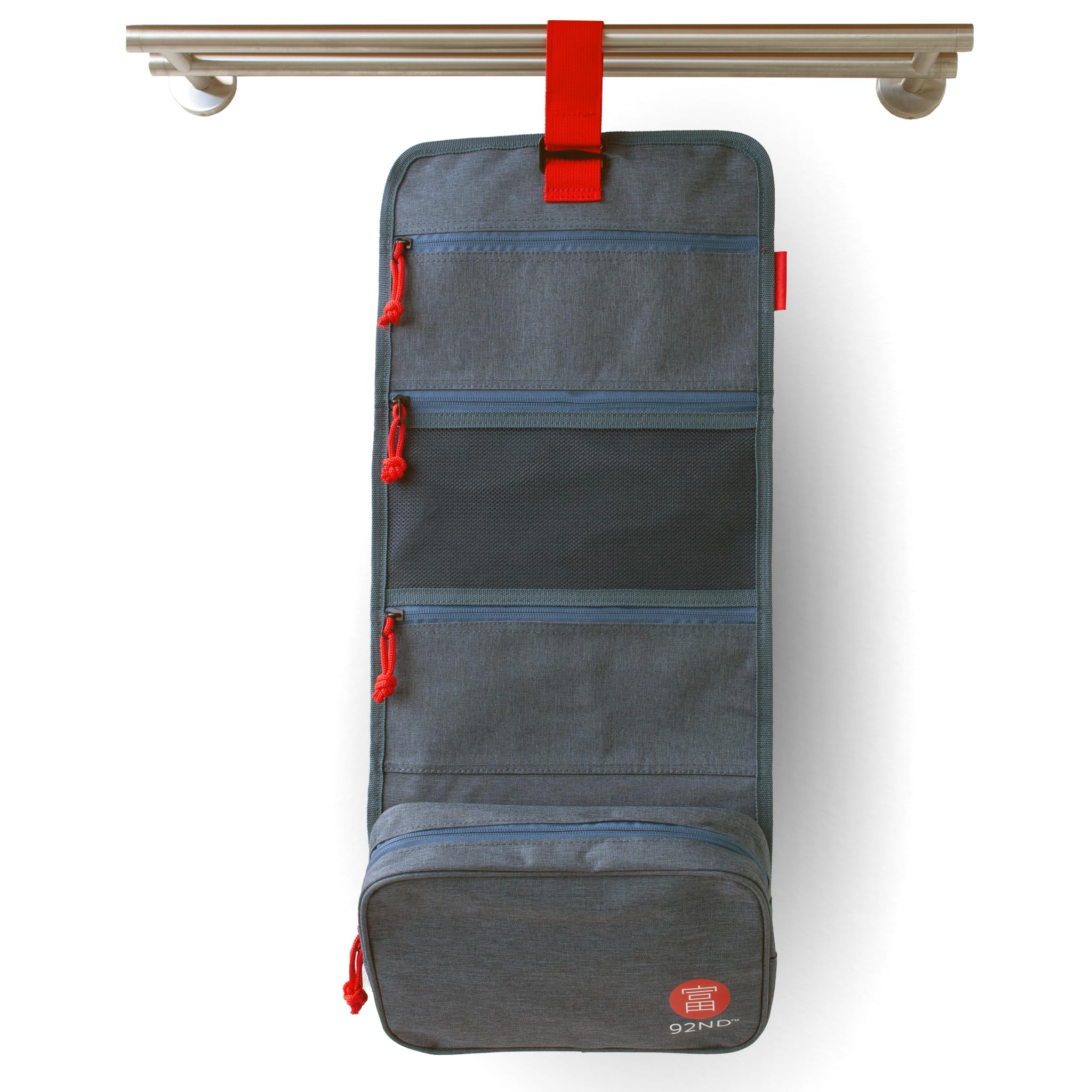 92ND.Supply Washroll - Sac de toilette suspendu - Imperméable - 4 L - Avec crochet et compartiment inférieur amovible - Voyage & quotidien - Bleu
