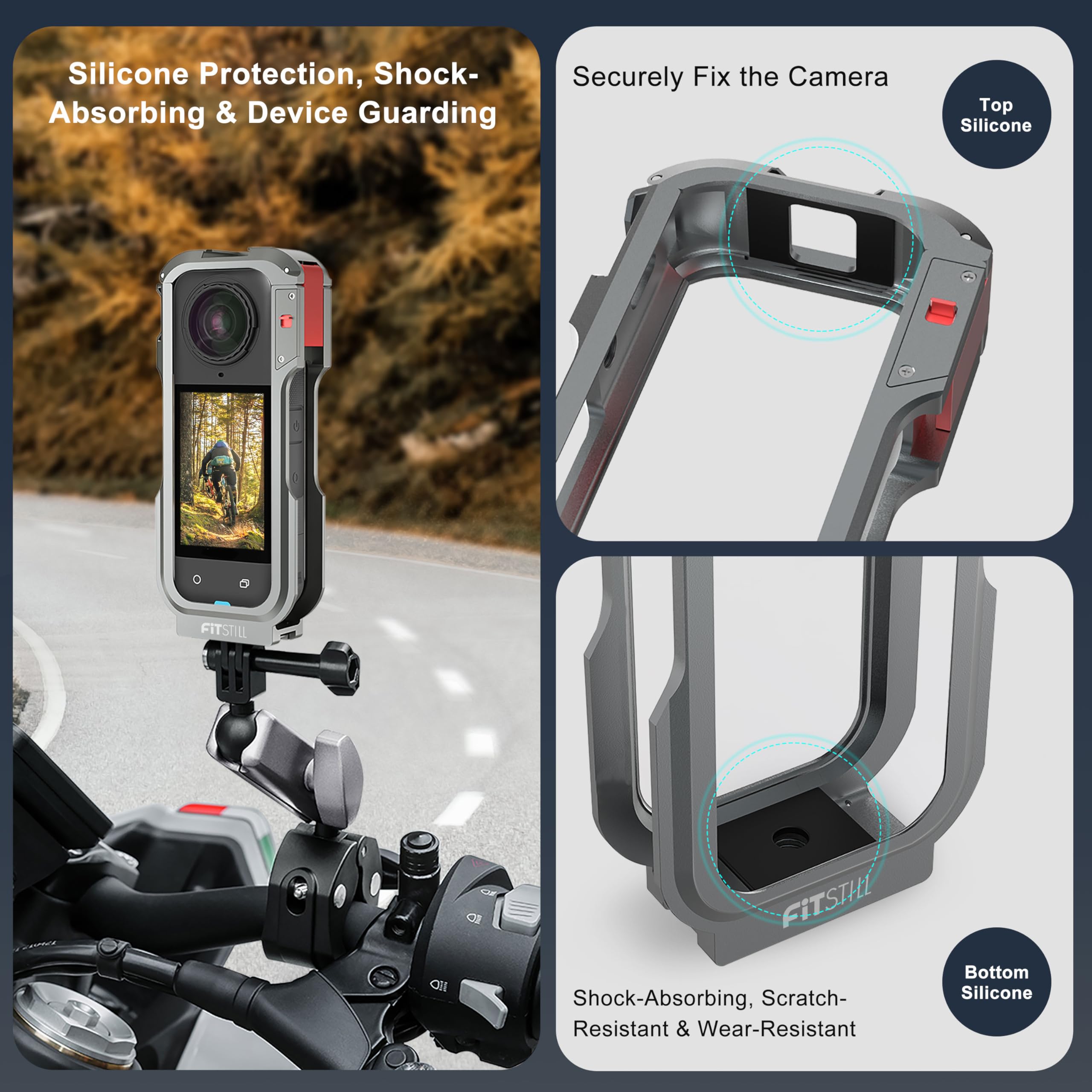 FitStill Schutzhülle für Insta 360 X5, Aluminium-Schutzgehäuse + Silikon-Linsenabdeckung, kratzfest, staubdicht, Zubehörset