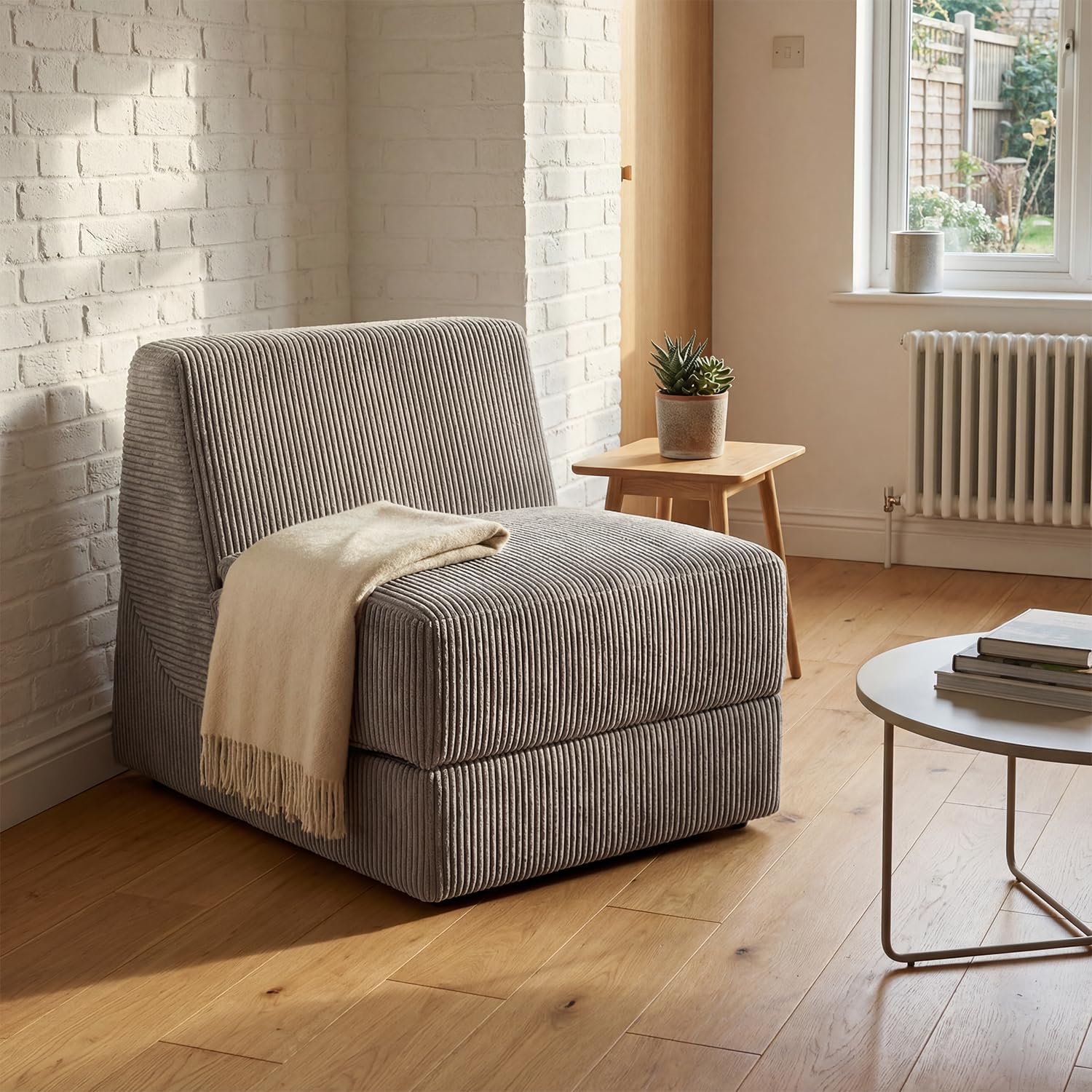 DEZAGCE Folding Sofa Bed Chair 180cm – 3-in-1 Convertible Memory Foam Floor Sofa with Washable Corduroy Cover, Adjustable Lazy Recliner Single Guest Bed for Living Room, Studio, Dorm, Grey