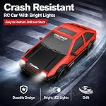 Remote Control Car RC Drift Car 2.4GHz 1:24 Scale 4WD 15KM/H High Speed Model Vehicle with LED Lights Drifting Tire Racing Sport Toy Car for Adults Boys Girls Kids Gift