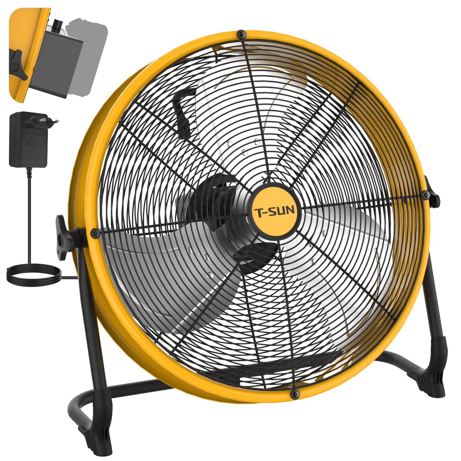 T-SUN 16" Akku Ventilator, kompatibel mit Dewalt 18V Akkus,