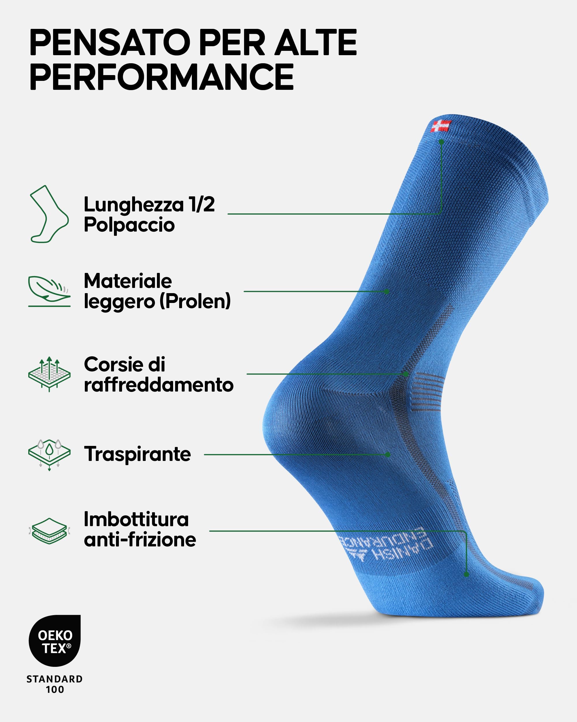 DANISH ENDURANCE Calzini da Ciclismo Uomo, Traspiranti e Imbottite, Calze ciclismo per Bici, MTB e Spinning, per Uomo e Donna, 3 o 5 Paia