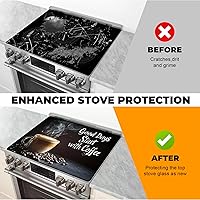 Vista 5 de Cubierta de estufa de vidrio resistente al calor con revestimiento de goma antideslizante – Protector de estufa eléctrica, resistente a