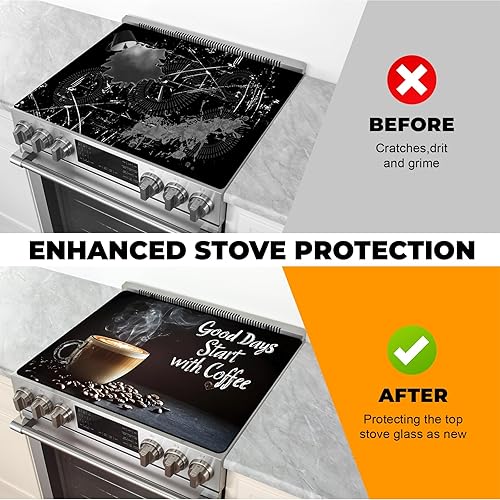 Miniatura 5 de Cubierta de estufa de vidrio resistente al calor con revestimiento de goma antideslizante – Protector de estufa eléctrica, resistente a los