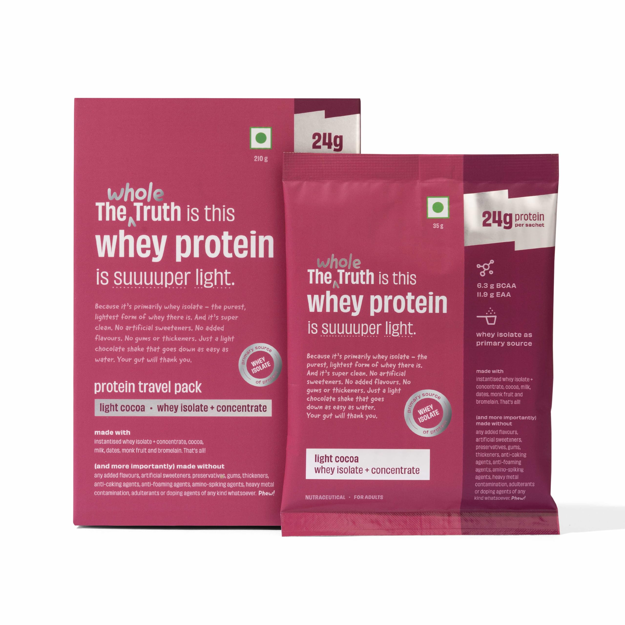 The Whole Truth Whey Protein Isolate + Concentrate Blend | Cold Coffee | 500g (1.1 lbs) | 24g Protein | 6.3g BCAA — Amazon image 17