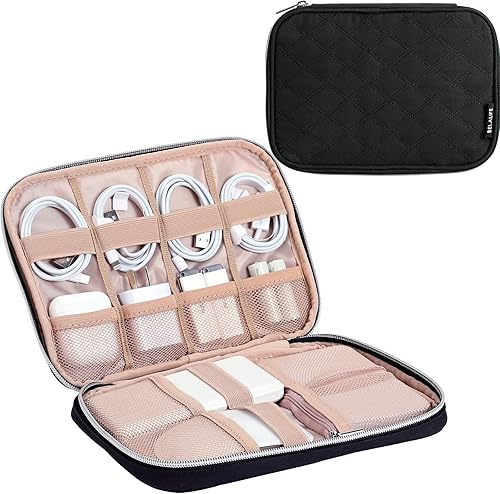 BELALIFE Organizador electrónico, bolsa portátil para cables de viaje, almacenamiento técnico para cable, cargador, teléfono, auriculares, disco