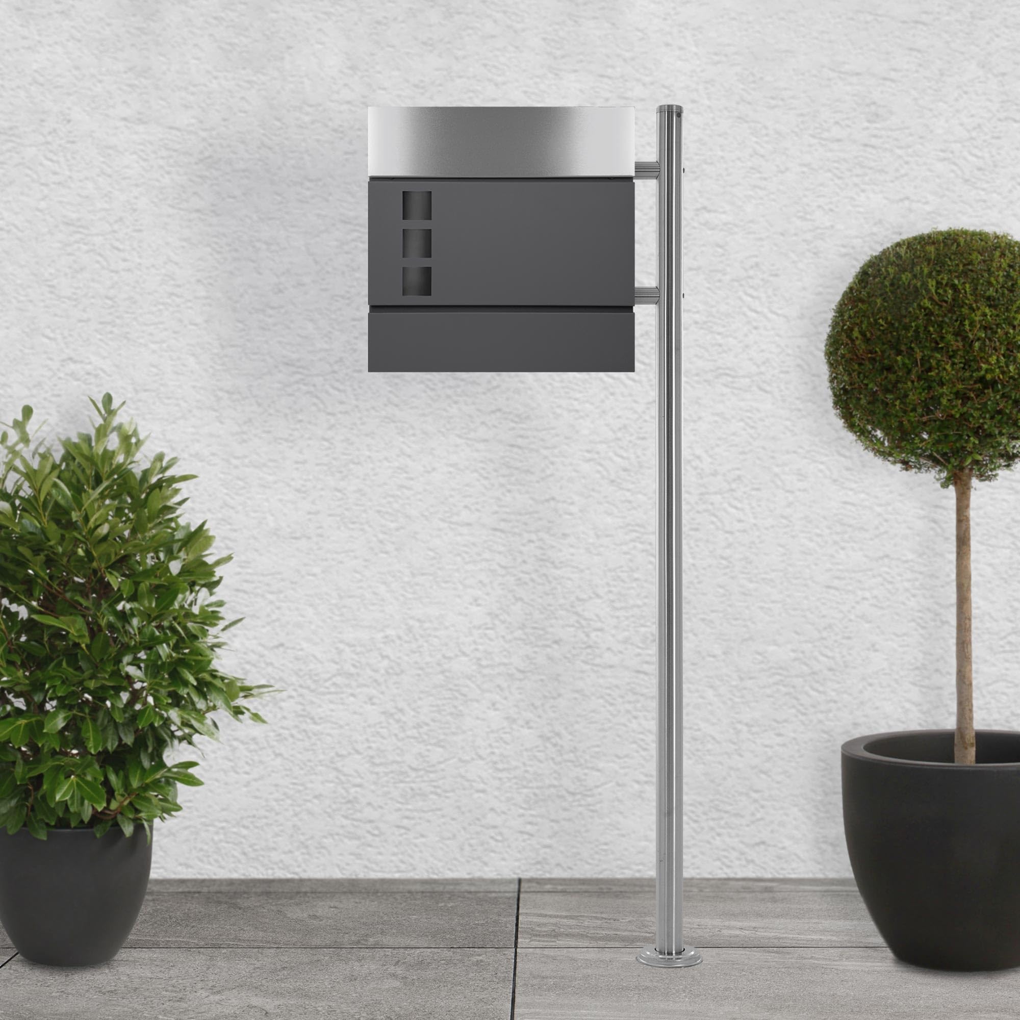 ECD Germany Standbriefkasten mit Zeitungsfach – Design Briefkasten mit Pfosten