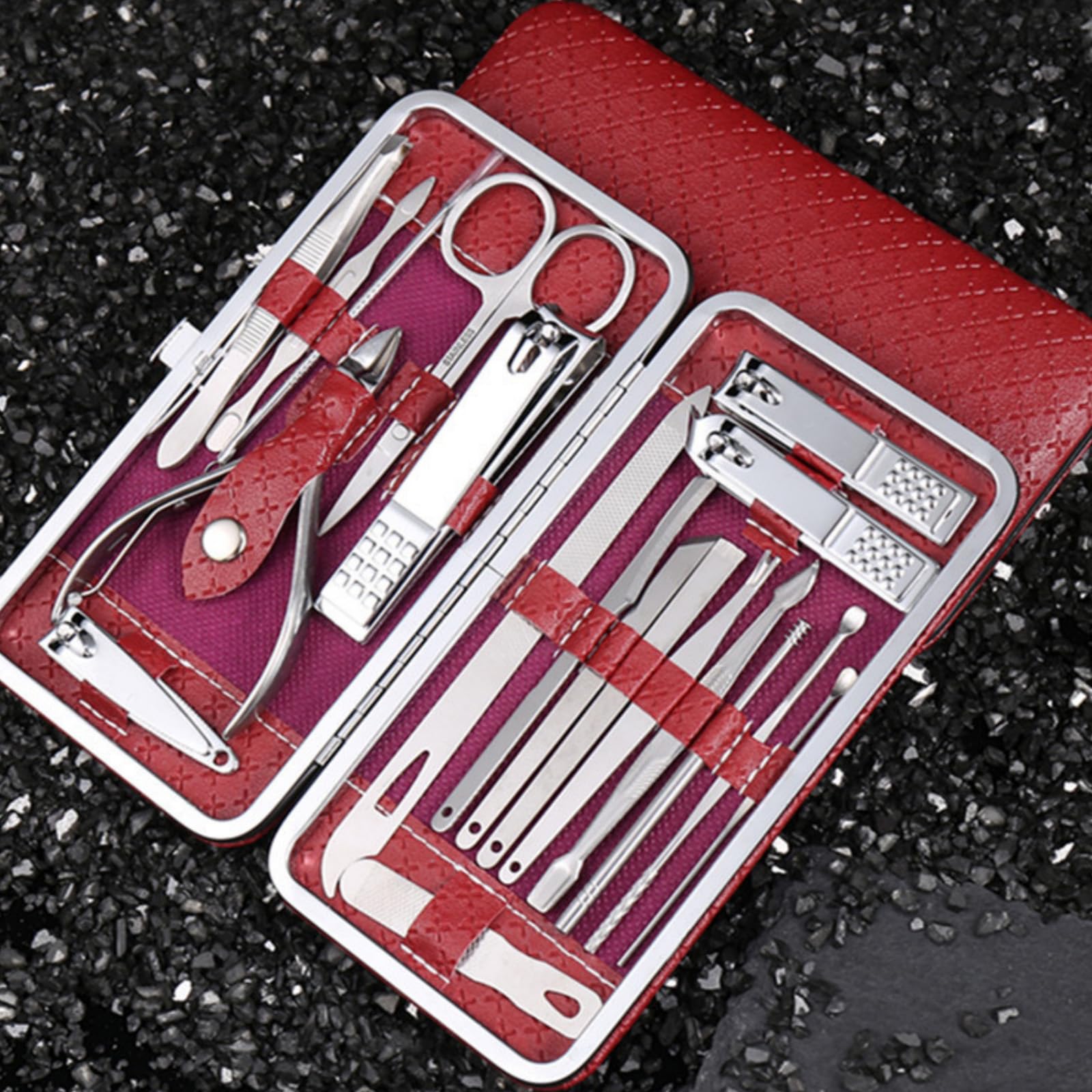 19 Pcs Manicure and Pedicure Kit with Portable Case Nail Grooming Tools for Travel Office and Home Use