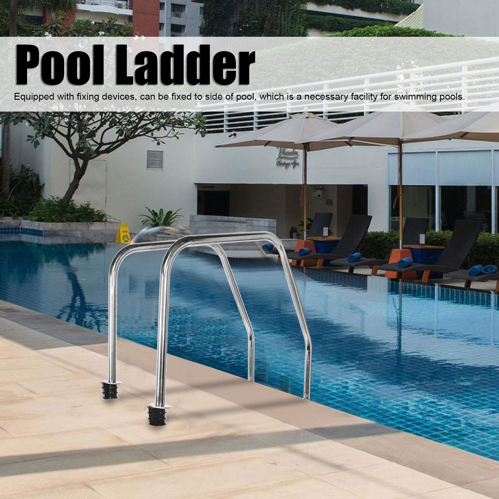Escaleras de Seguridad para Piscinas Antideslizantes de Acero Inoxidable 304 con 2 Pedales, Dispositivos de fijación para Accesorios para Piscinas enterradas al Lado de la Piscina