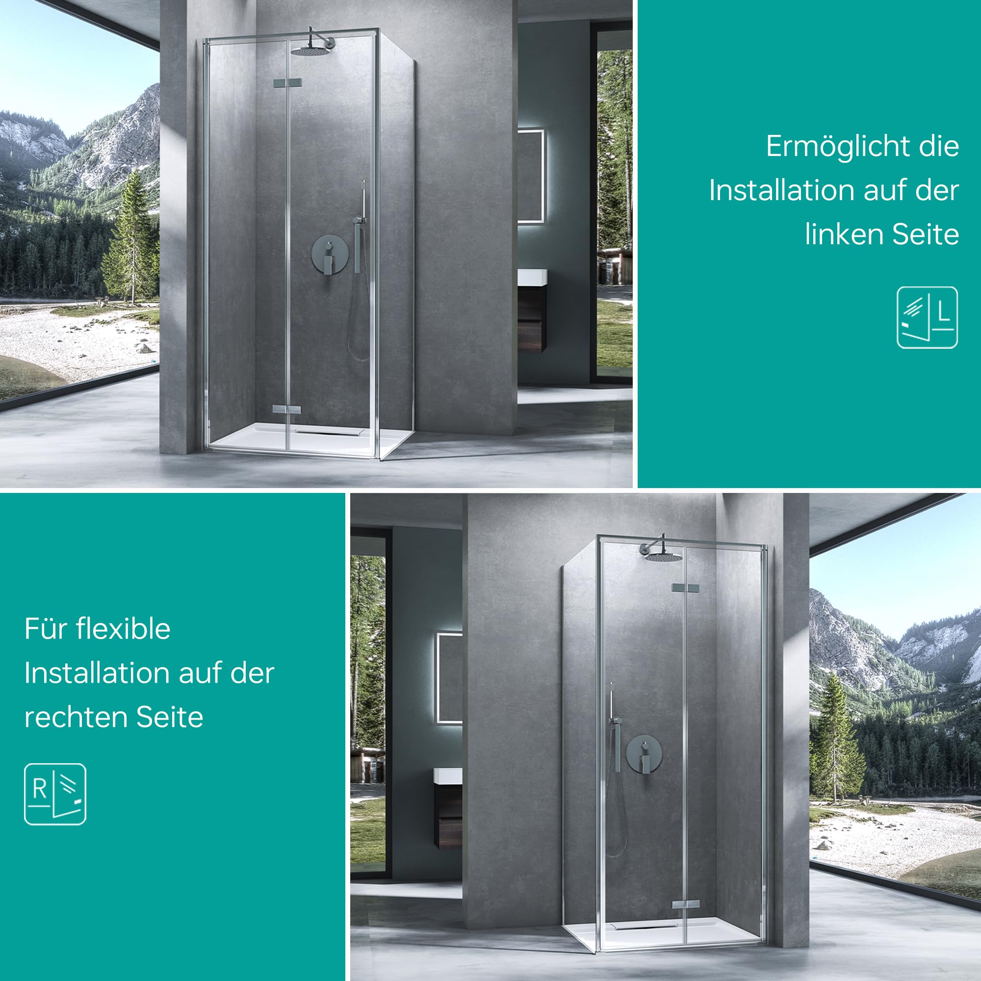 Mai & Mai Cabine de douche Paroi de douche 90x90x195cm Verre de Sécurité Trempé de 8mm avec Revêtement Nano Rav37-Plus