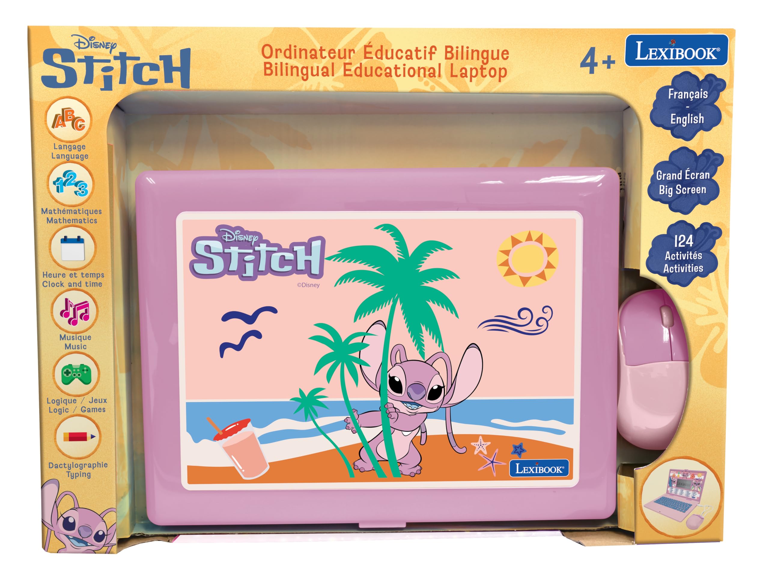 Lexibook, Stitch & Angel Ordinateur Éducatif Enfant, JC598D1i1LXB | Français/Anglais, 124 activités