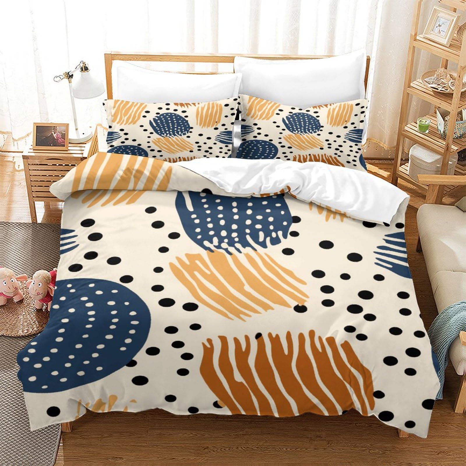 P1S9U7W5Y 3D Printed Nordic Abstract Dot Wave Duvet Cover Set 3pcs Microfiber Bedding Set King