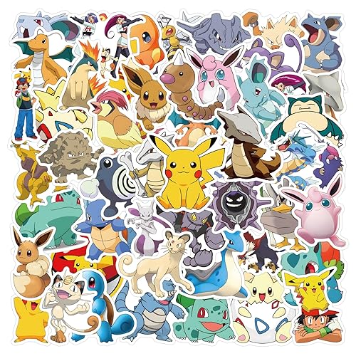 50pcs Cute Anime Cartoon Stickers for Teen Laptop, Cool Monster Waterproof Stickers for Adult Water Bottle, Phone, Computer, Cool Kids Skateboard, Bike, Luggage Graffiti Decal - Pi