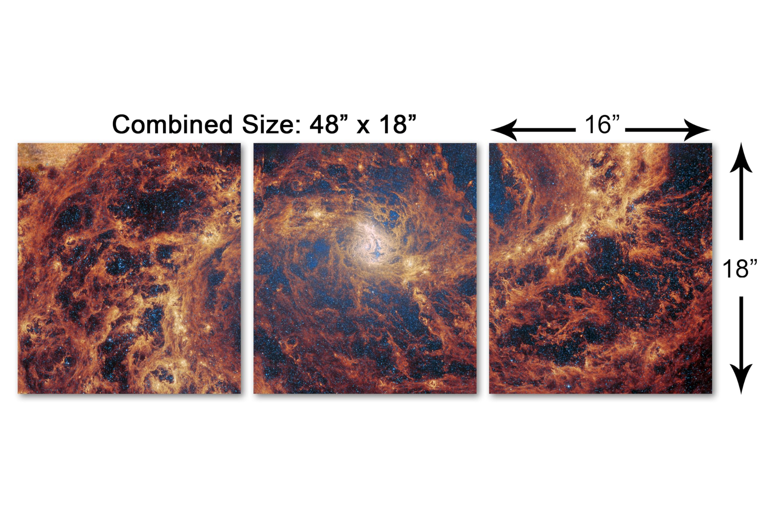Amazon.com: 48 x 18 TOTAL - Spiral Galaxy M83 Canvas Print 3 Panel