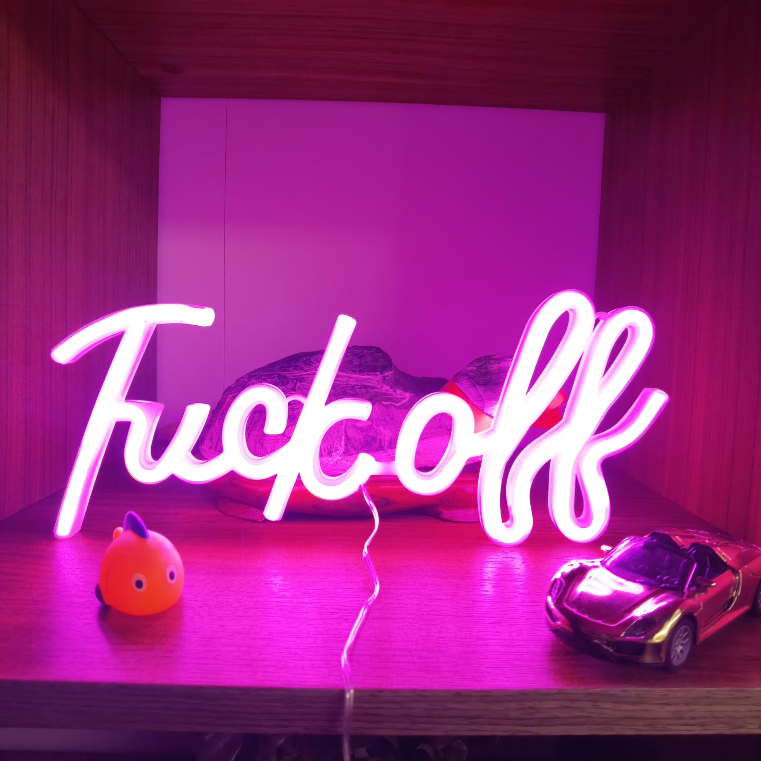 Battery Powered Neon Sign Fuck Off,Hanging Neon Night Lights for Teens Bedroom Game Room Wall Decor,Decorative Night Lamps Table Lamp Neon,Game Room Decor Led Wall Art for Christmas Gifts(Pink) — image 1