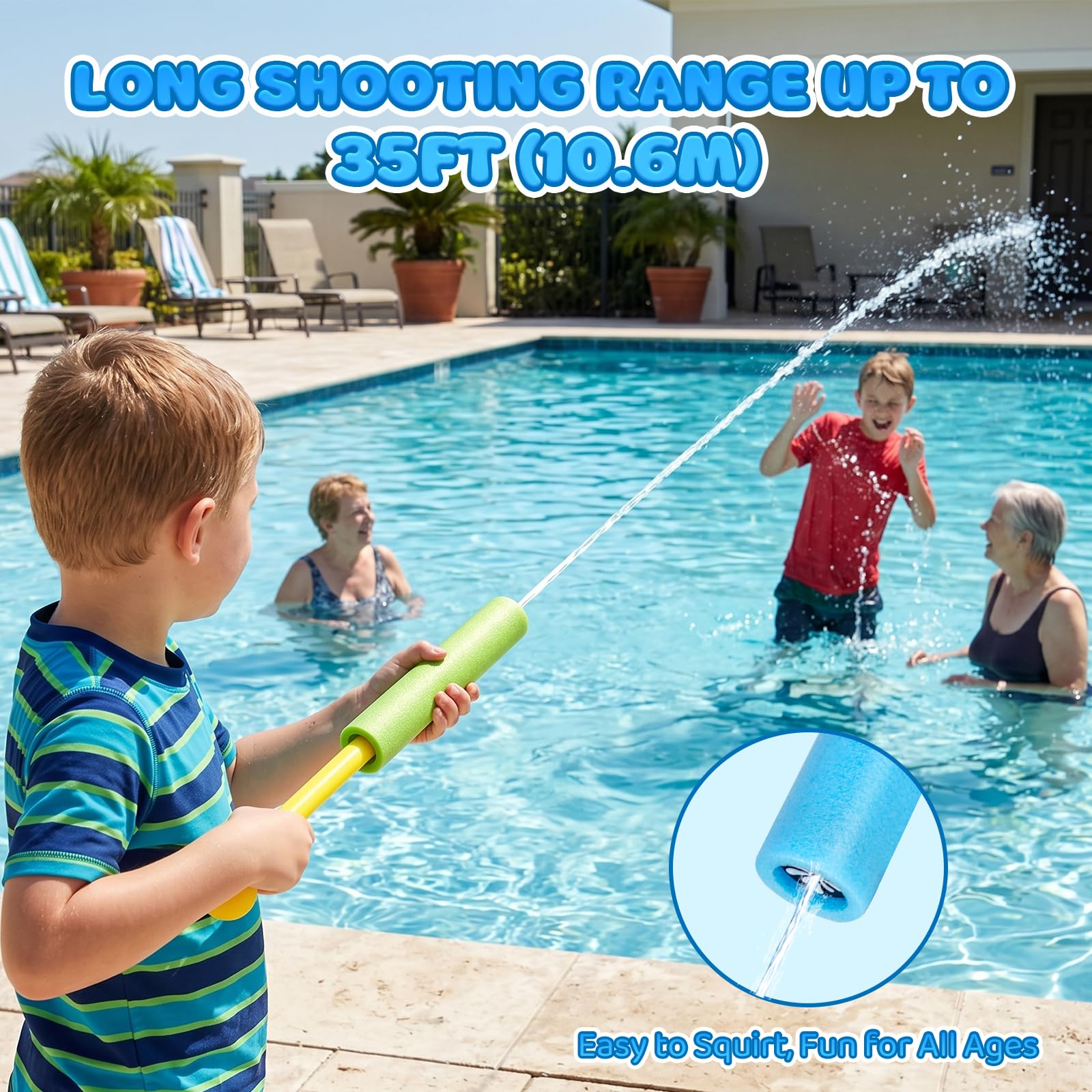 Wasserpistole Schaumstoff Kinder, 12 Stück Wasserspritzpistole Schaumstoff Bunte, Wasserpistolen Pool Spielzeug für Strand & Garten, Sommer Spielzeug Wasserspielzeug für Jungen, Mädchen