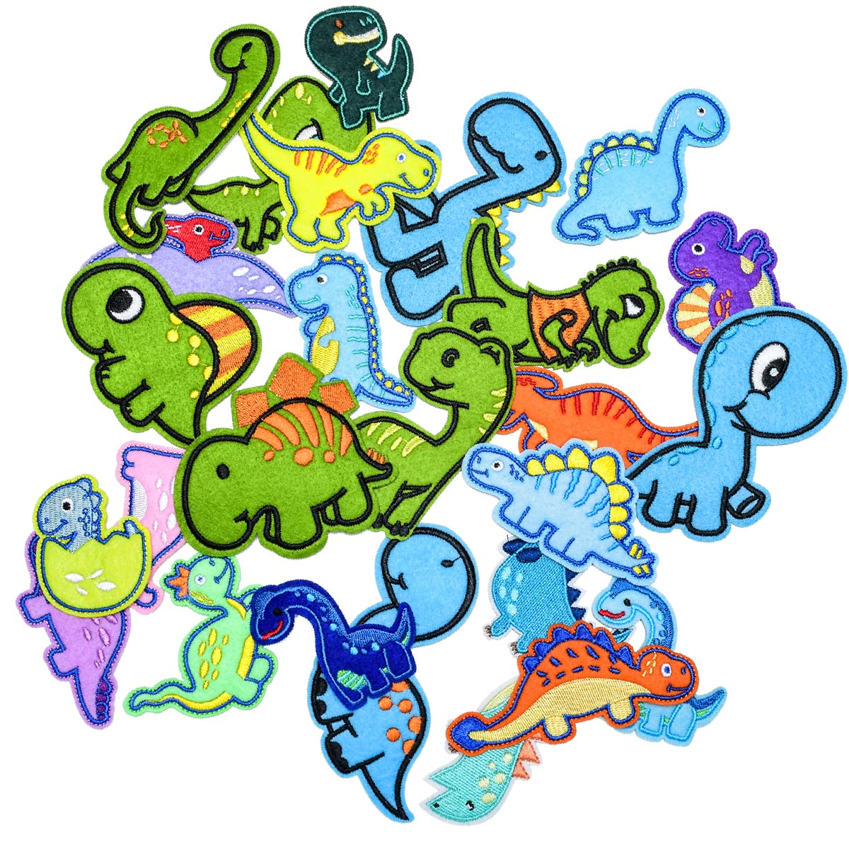 TXSN 26pcs Iron on Dinosaurs Patches, Embroidered Iron on/Sew on Decorative Patches for Clothing, Pants, Backpacks, Hats, Jeans, DIY Accessories.