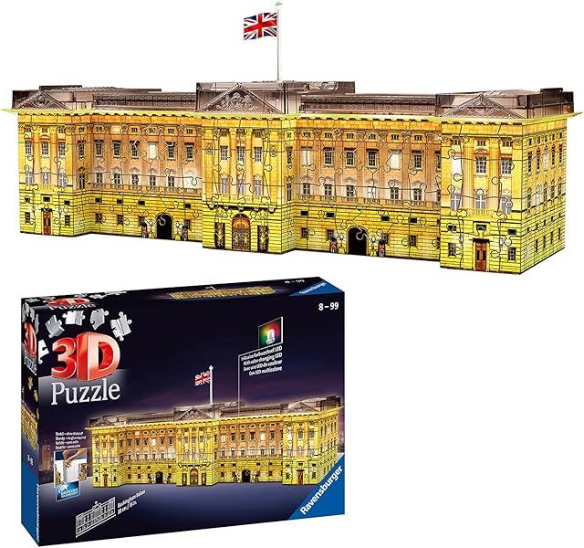 Ravensburger Buckingham Palace 3D Jigsaw Puzzle for Adults and Kids Age 8 Years Up - Night Edition with LED Lighting - 237 Pieces - No Glue Required