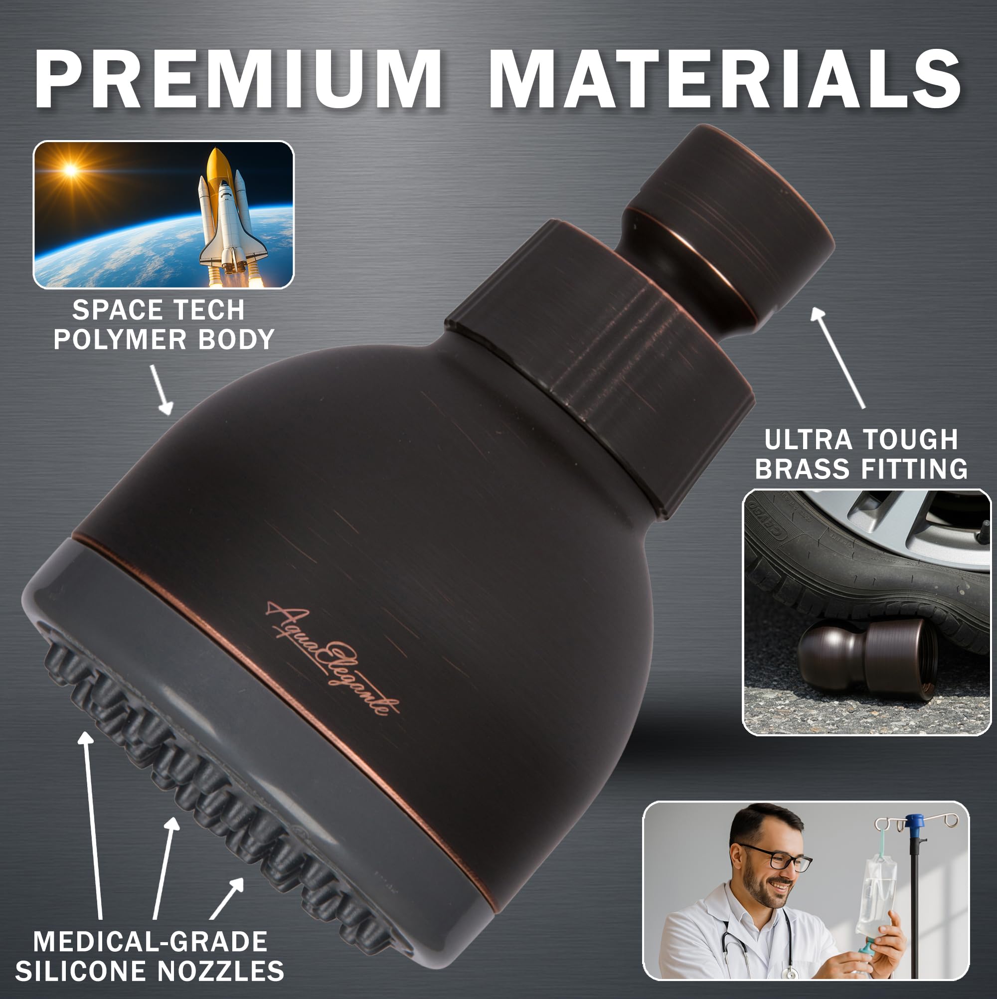 Aqua Elegante Alcachofa de ducha ajustable de alta presión de 7 cm – Mejor presión para soporte de pared