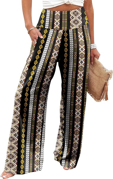 JZC Women's Palazzo Lounge Pants Casual Wide Leg Pants High Waist Flowy Toursers with Pockets