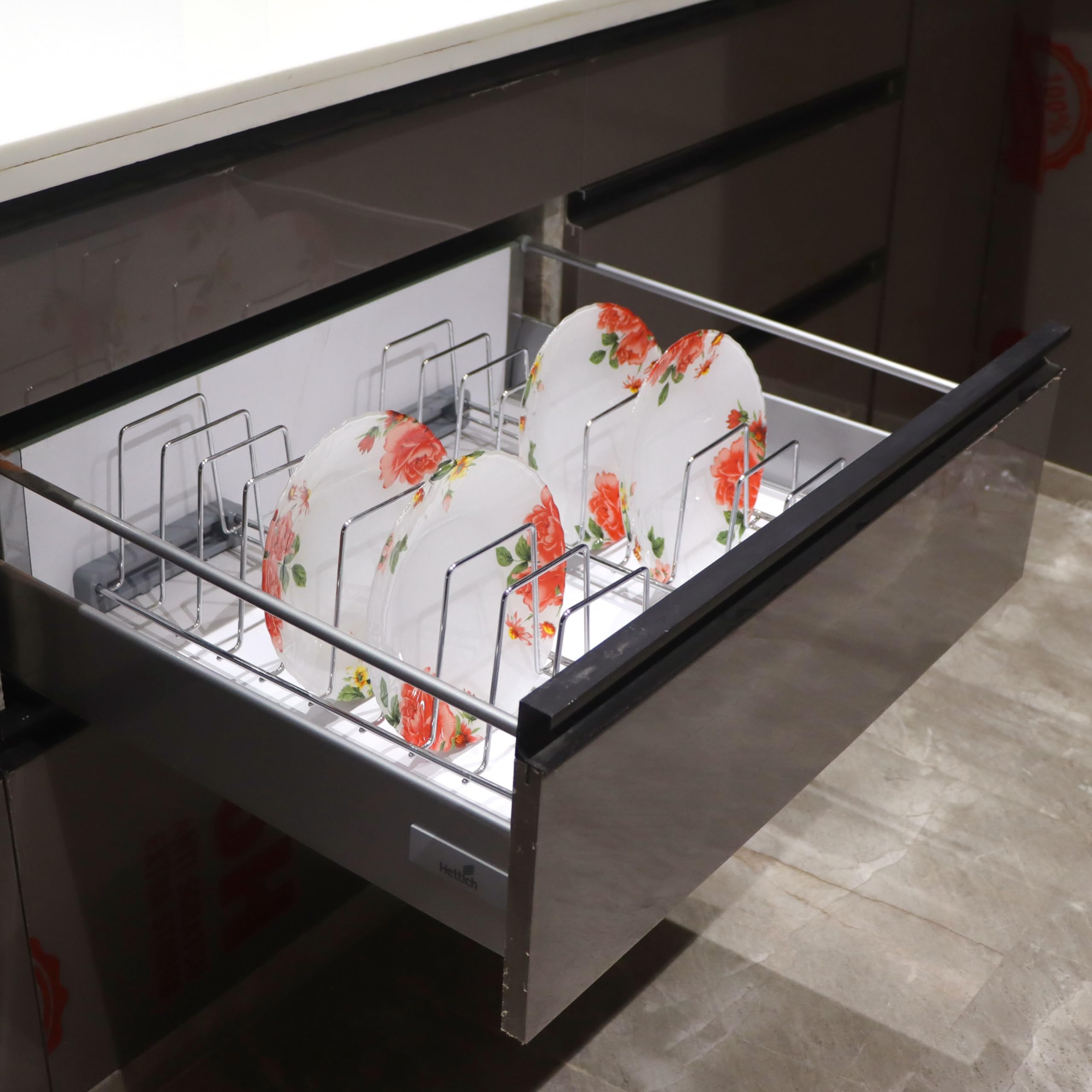 SLIMSHINE Fijador modular de acero inoxidable para platos de cesta de cocina, estante para platos en tándem, soporte para platos de cocina, escurridor de fregadero para cocina, almacenamiento que
