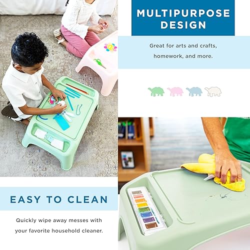 Miniatura 10 de LapGear Turtle Table - Bandeja de escritorio para actividades con pozos de almacenamiento para aperitivos, juegos, aula y juguetes sensoriales,