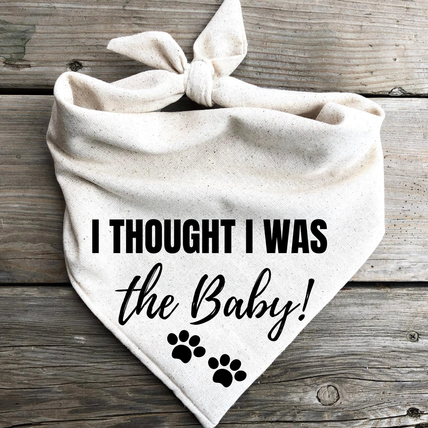 Dog Bandanas Pregnancy Announcement I Thought I was The Baby! Paw Prints Oatmeal Beige (X-Large)