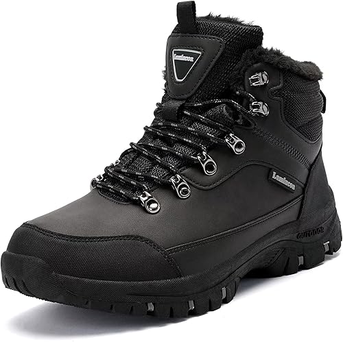 Lamincoa Botas de nieve para hombre, impermeables, para senderismo, antideslizantes, para invierno, al aire libre, cálidas, cómodas, para acampar,